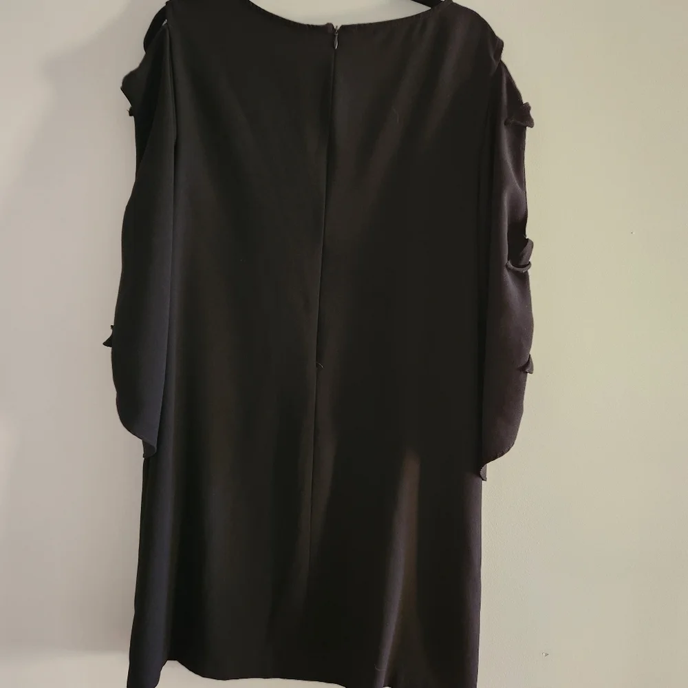 EUC Roz and Ali Black Dress with elegant tie sleeves.  Stunning.  Size 14